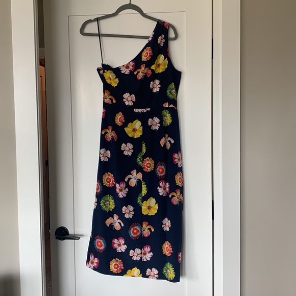 One shoulder JCrew Summer Dress . Worn once (wedding) - Picture 2 of 2